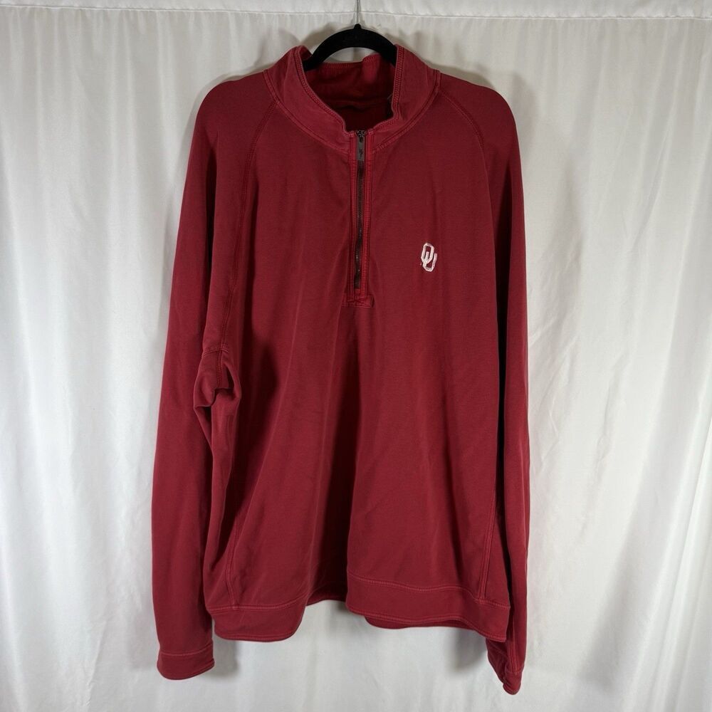 Oklahoma Sooners Tommy Bahama Sweater Mens 3XL Red 1/4 Zip Pullover Cotton Blend